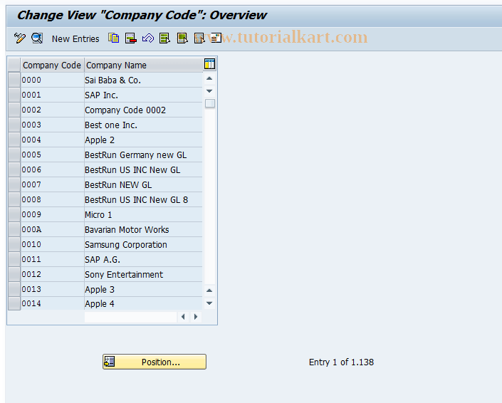 ox02 SAP Tcode Customizing Company Code Setup