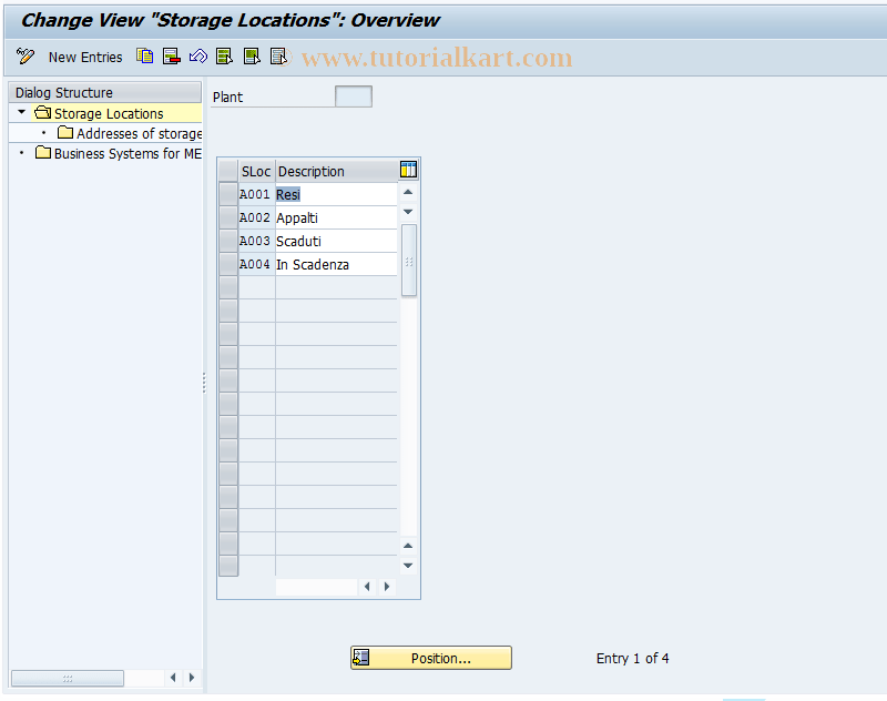 OX09 SAP Tcode Customize storage locations