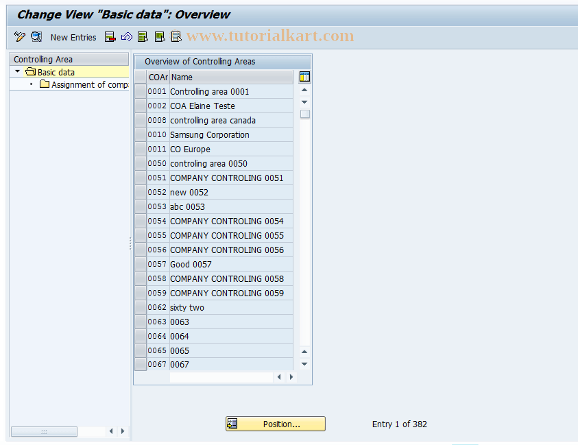 OX19 SAP Tcode Controlling Area Assignment to CCode Transaction Code