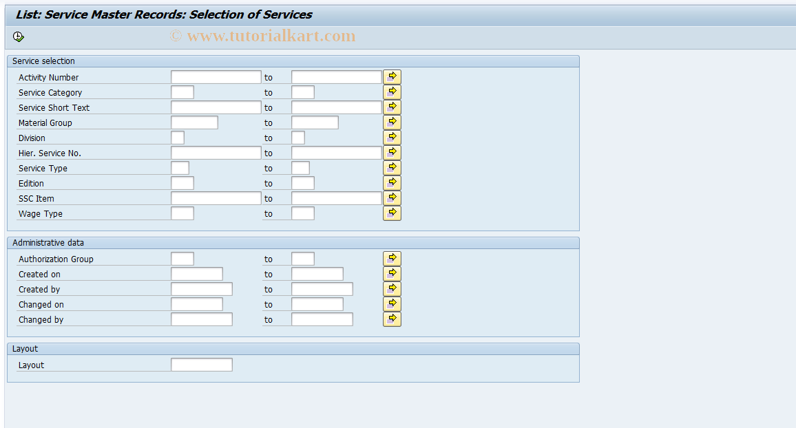 OXA1 SAP Tcode List Service Master Records Transaction Code