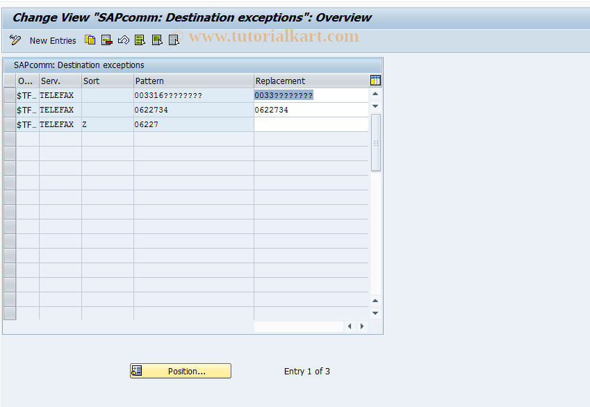 OYC3 SAP Tcode C exceptions T164U Transaction Code