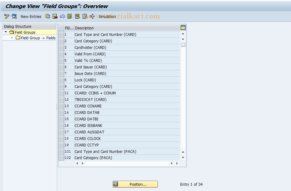 PAC0002 SAP Tcode Field Groups Transaction Code