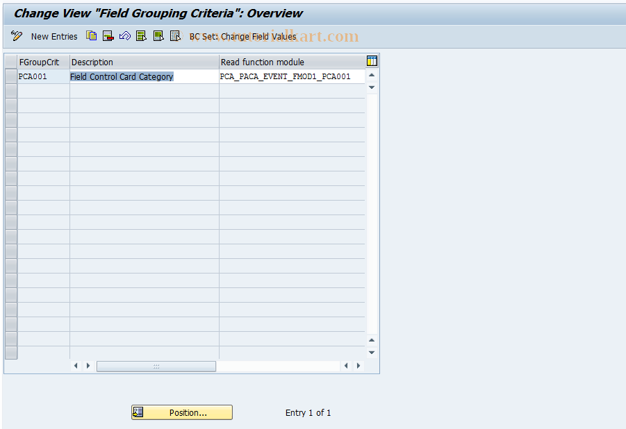 PAC0012 SAP Tcode Field Grouping Criteria Transaction Code
