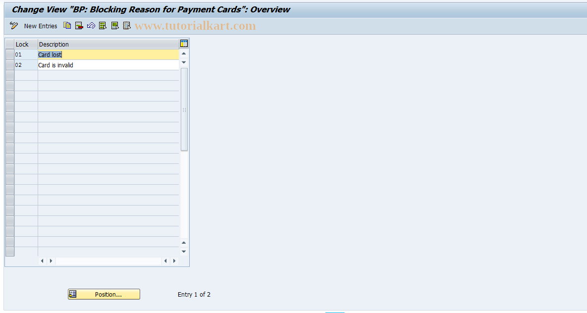 PACC5 SAP Tcode Maintain payment card blocks Transaction Code