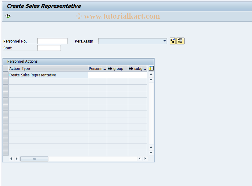 PAL1 SAP Tcode Create Sales Representative Transaction Code