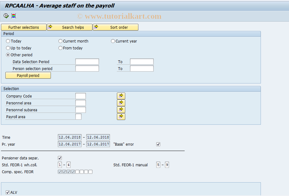 PC00_M21_RPCAALHA SAP Tcode Average staff on the payroll Transaction Code