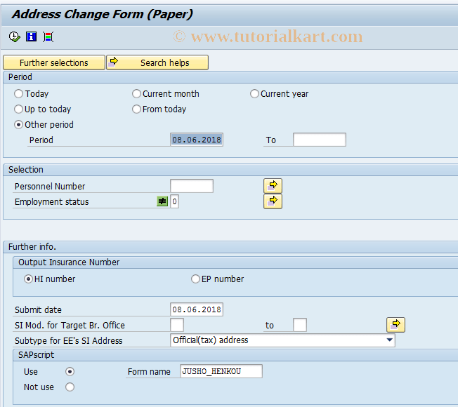 PC00_M22_LDQA SAP Tcode Address change form Transaction Code