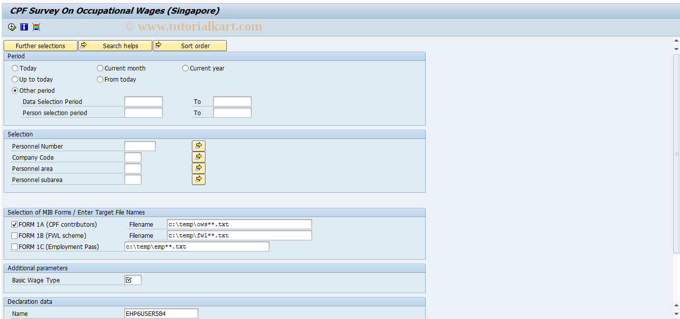 PC00_M25_CMIB SAP Tcode Run CPF Survey on Occupational Wages Transaction Code