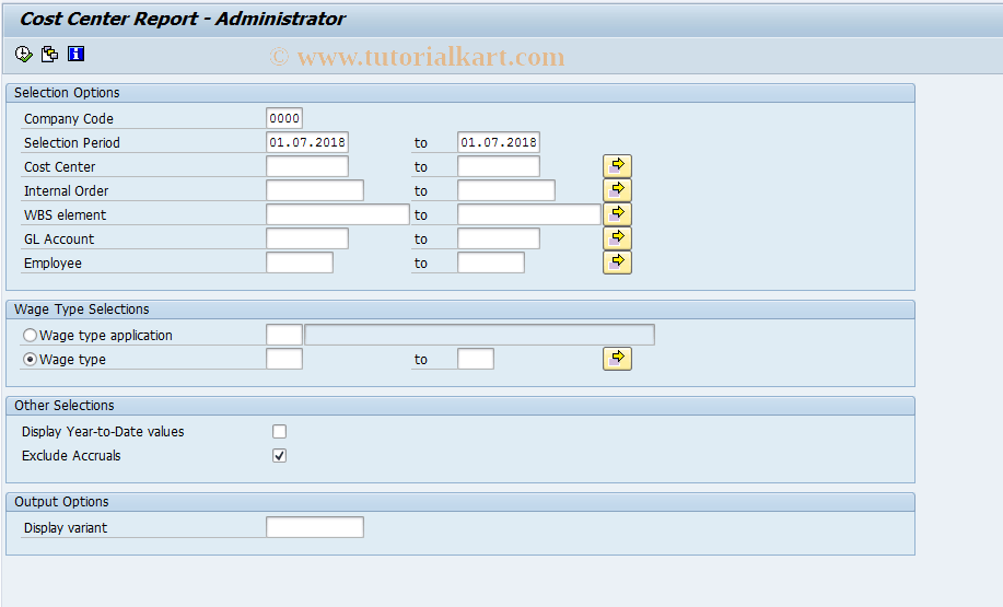 PC00_MNA_CC_ADM SAP Tcode Cost Center Report Administrator
