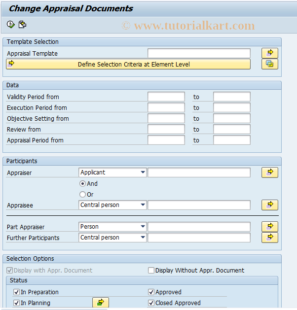 PHAP_CHANGE SAP Tcode Change Appraisal Document Transaction Code