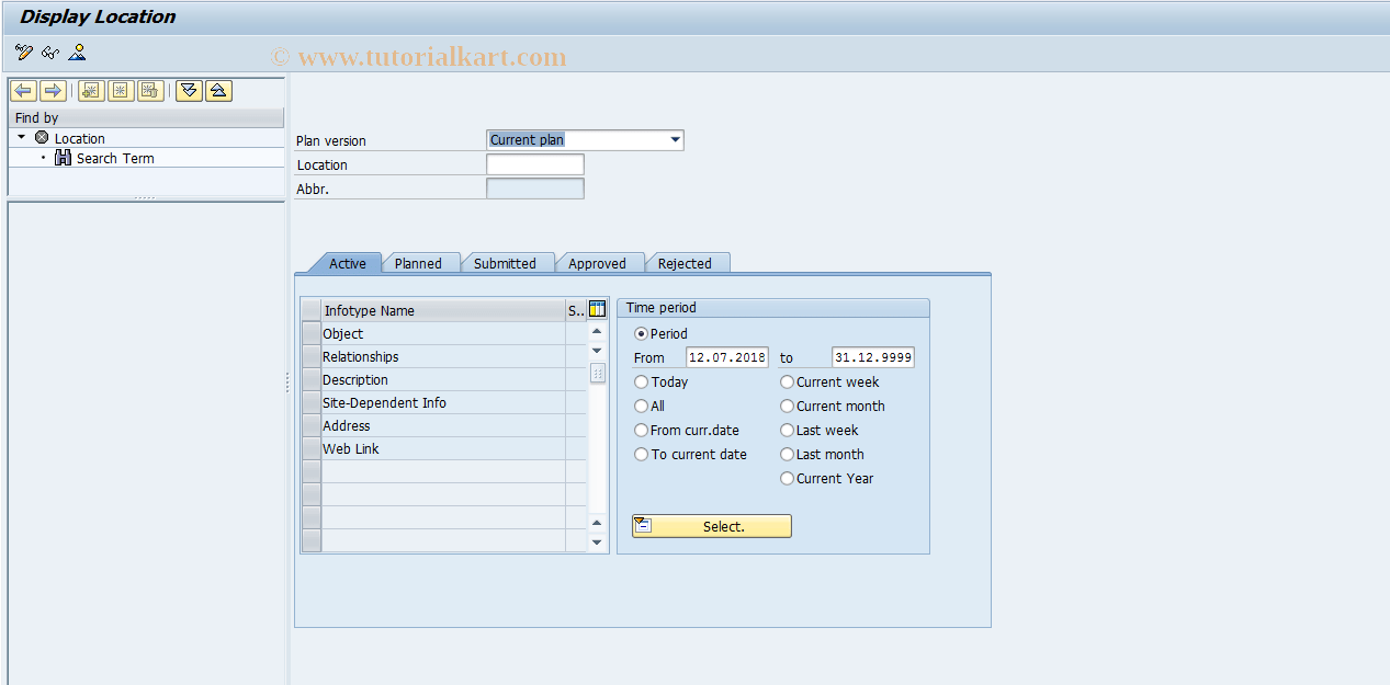 PO06D SAP Tcode Display Location Transaction Code