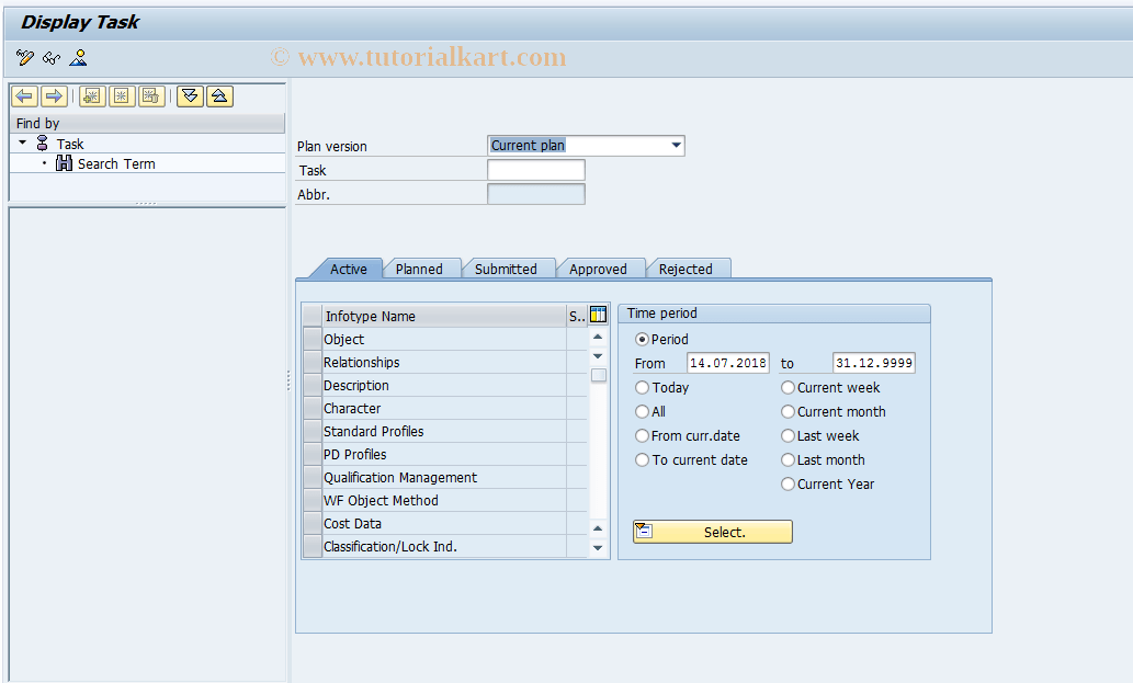 PO14D SAP Tcode Display Task Transaction Code