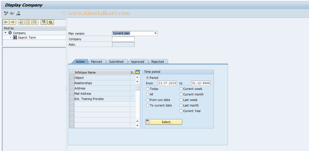 PO15D SAP Tcode Display Company Transaction Code