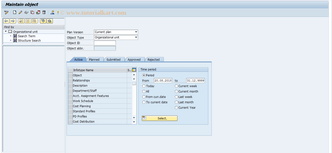 PP01 SAP Tcode: Maintain Plan Data (Menu-Guided)