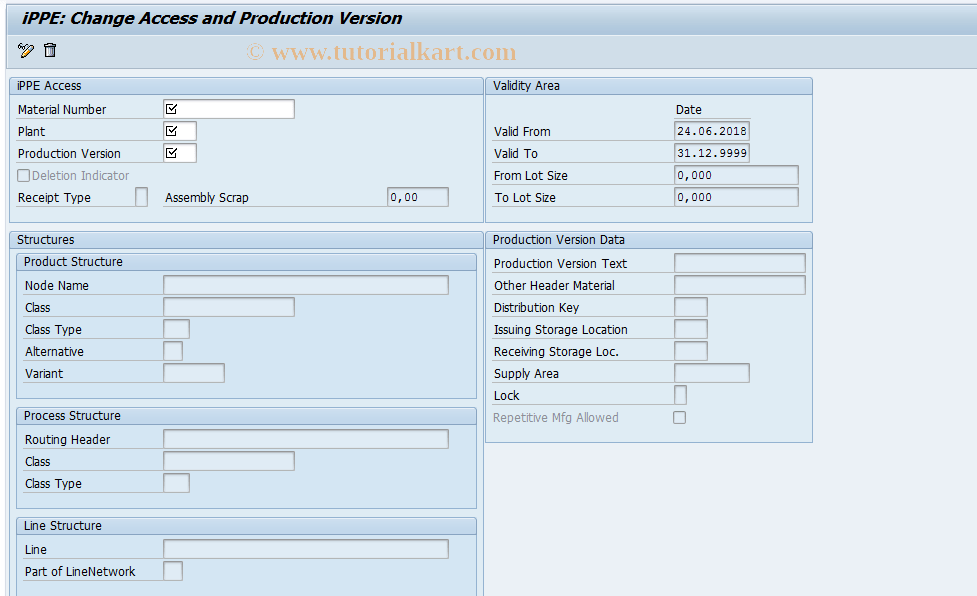 PPEHDR02 SAP Tcode Change a Production Version Transaction Code