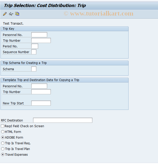 PR_WEB_1700 SAP Tcode Cost Distribution Trip Transaction Code