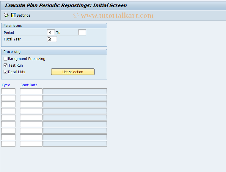 PSWB SAP Tcode Execute Per.Reposting Plan Projects Transaction Code
