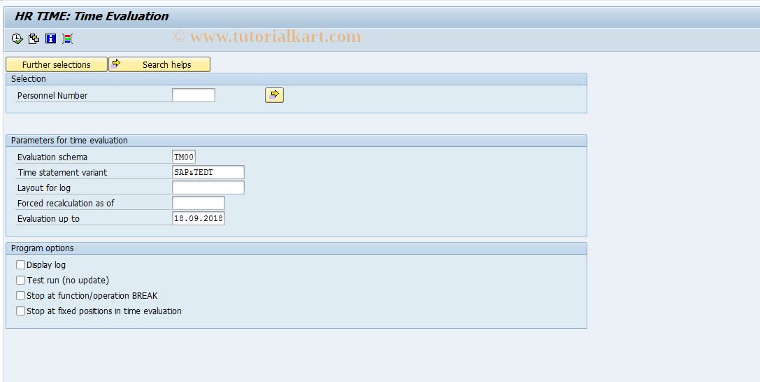 PT60_NON_CE SAP Tcode Time Evaluation (RPTIME00) Transaction Code
