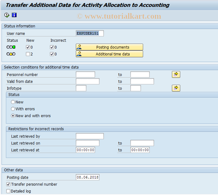 PT68 SAP Tcode Activity Allocation Transaction Code