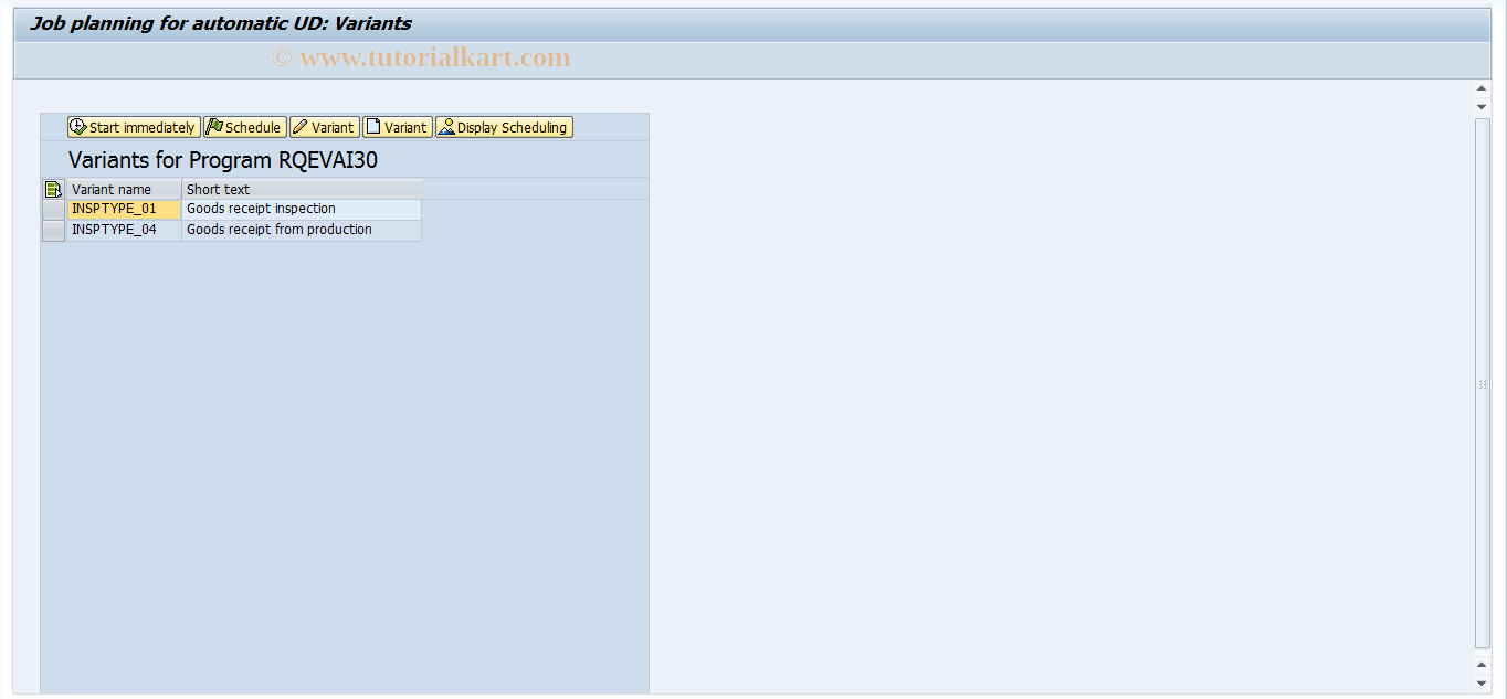 QA17 SAP Tcode Job planning for auto usage decision Transaction Code