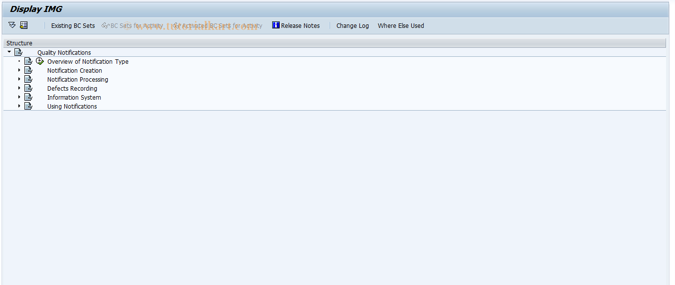 QCC2 SAP Tcode IMG Direct Access QM QNotification Transaction Code