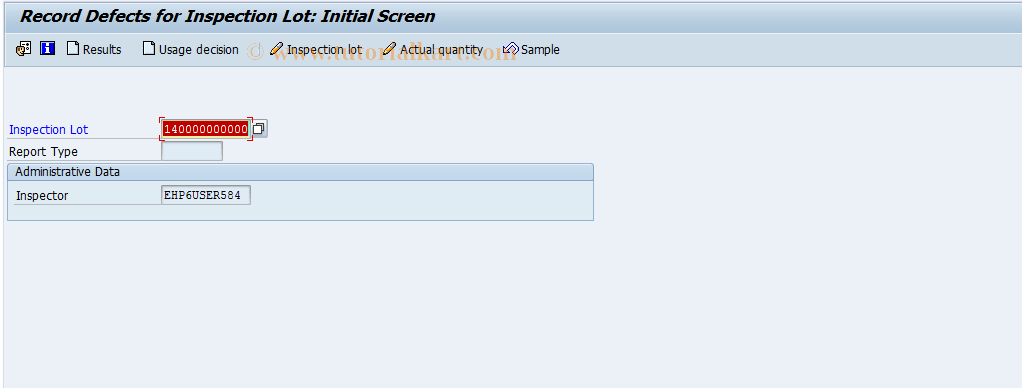 QF11 SAP Tcode Record defects for inspection lot Transaction Code