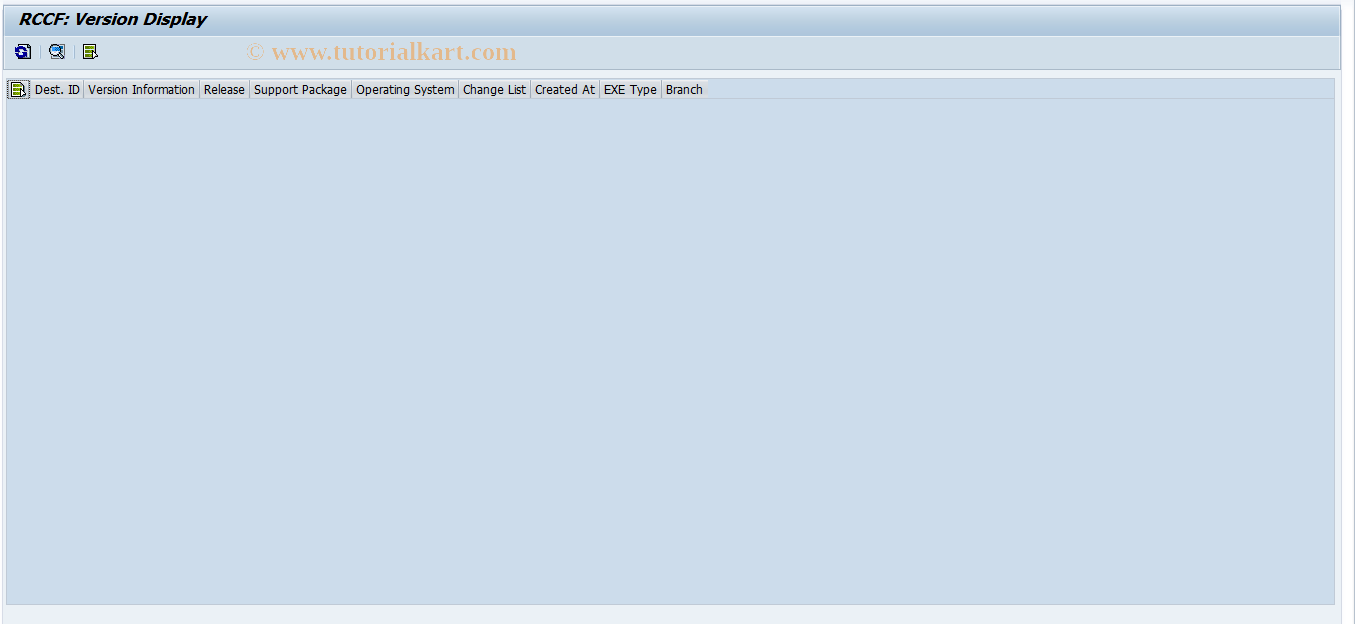 RCC_VERSION SAP Tcode RCCF Version Display Transaction Code