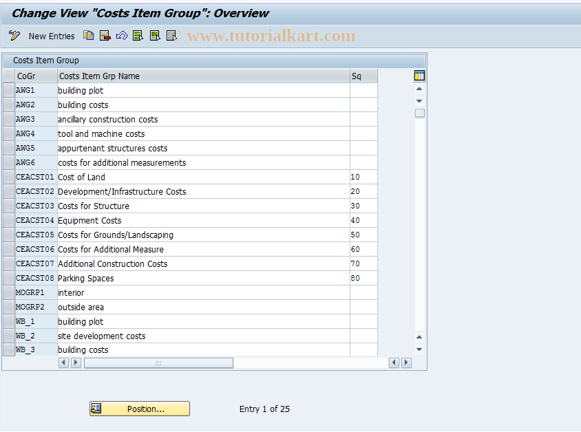 REAJCOSTSGRP SAP Tcode Costs Item Group Transaction Code