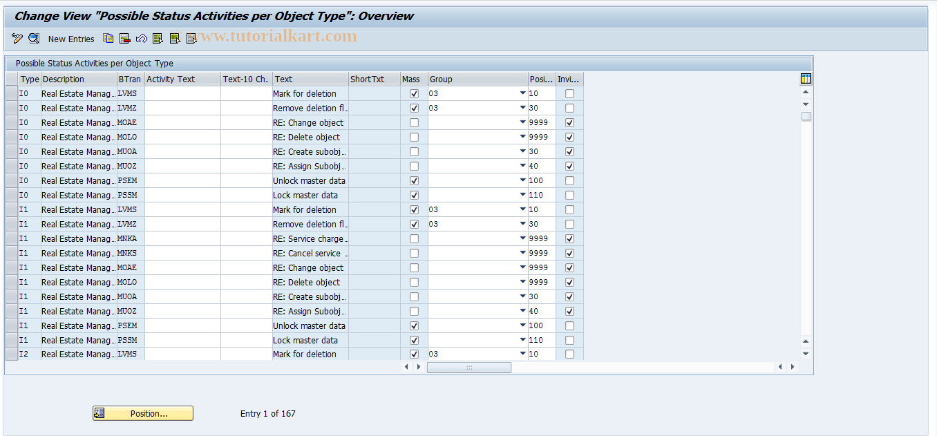 RECASTATOBJ SAP Tcode Possible Status Activ. per Obj.Type Transaction