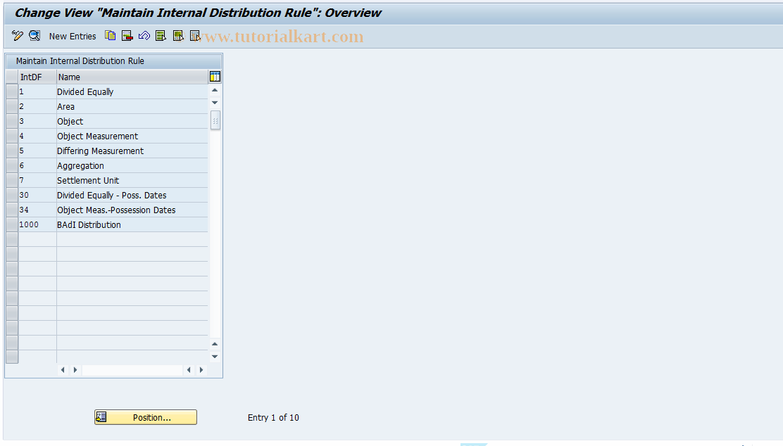 RECDCC SAP Tcode Internal Distribution Rules Transaction Code