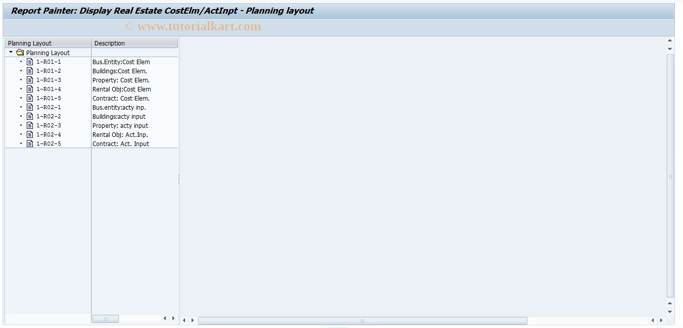 RECOPLCSTLAY03 SAP Tcode Display Cost Element Planning Layout