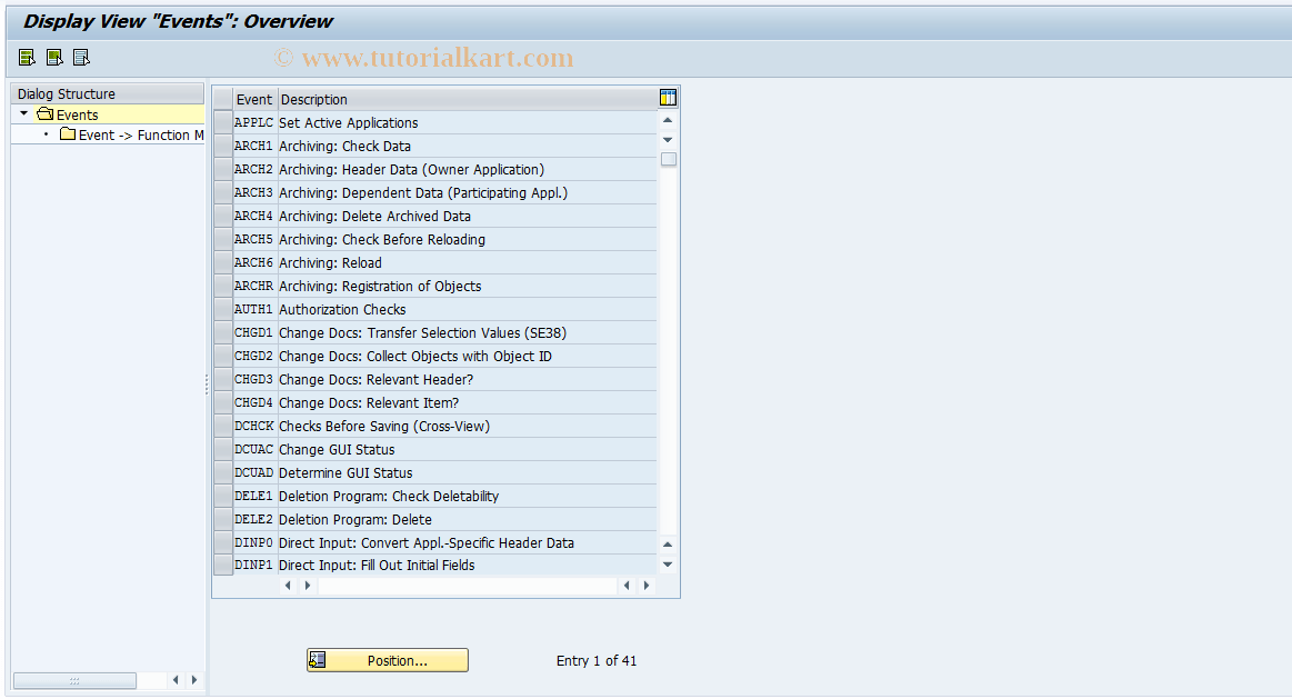 REGC0007 SAP Tcode Events Transaction Code