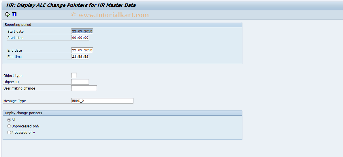 RE_RHALECPS SAP Tcode HR Display ALE Change Pointers Transaction Code
