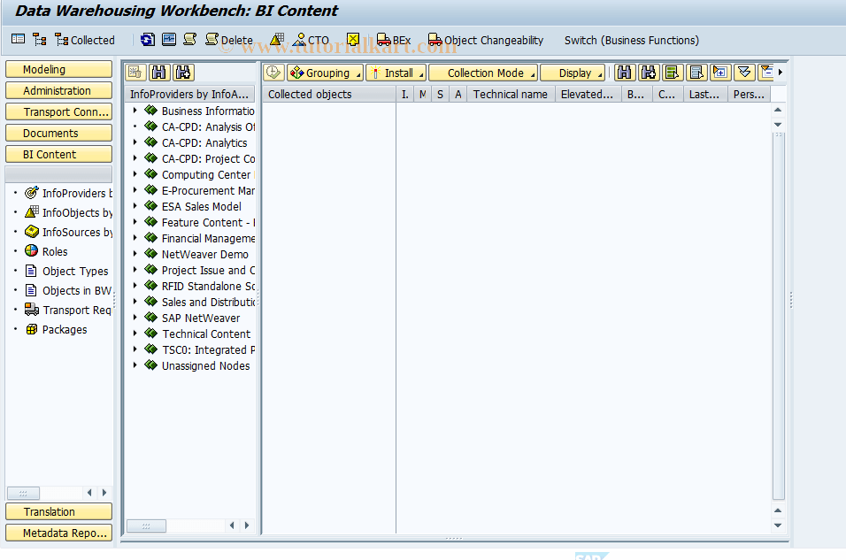 RSORBCT SAP Tcode BI Business Content Transfer