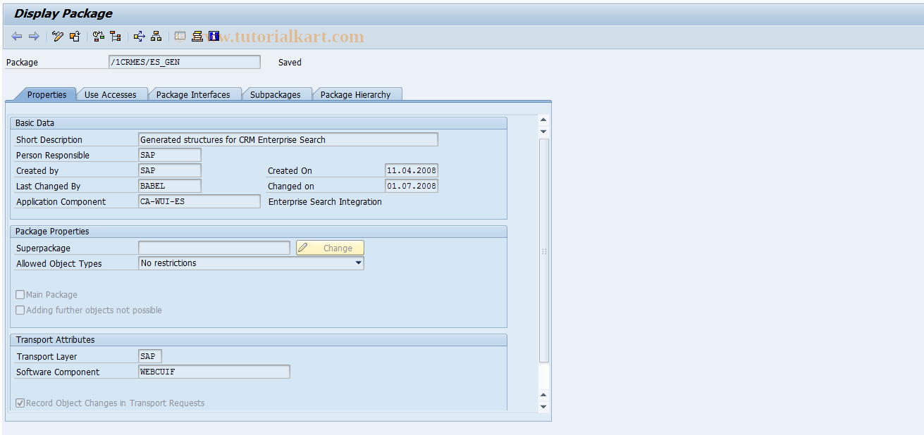 SE21 SAP Tcode Package Builder Transaction Code
