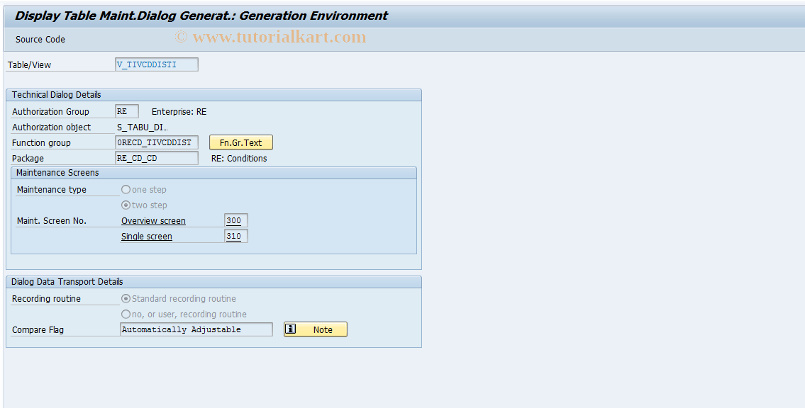 SE55 SAP Tcode Internal table view maintenance call Transaction Code