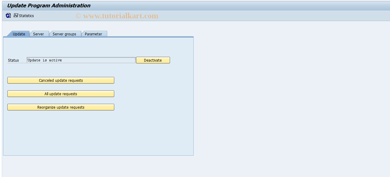 SM14 SAP Tcode Update Program Administration Transaction