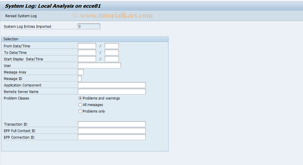 SM21_E2E SAP Tcode Syslog Analysis Using E2E Transaction Code