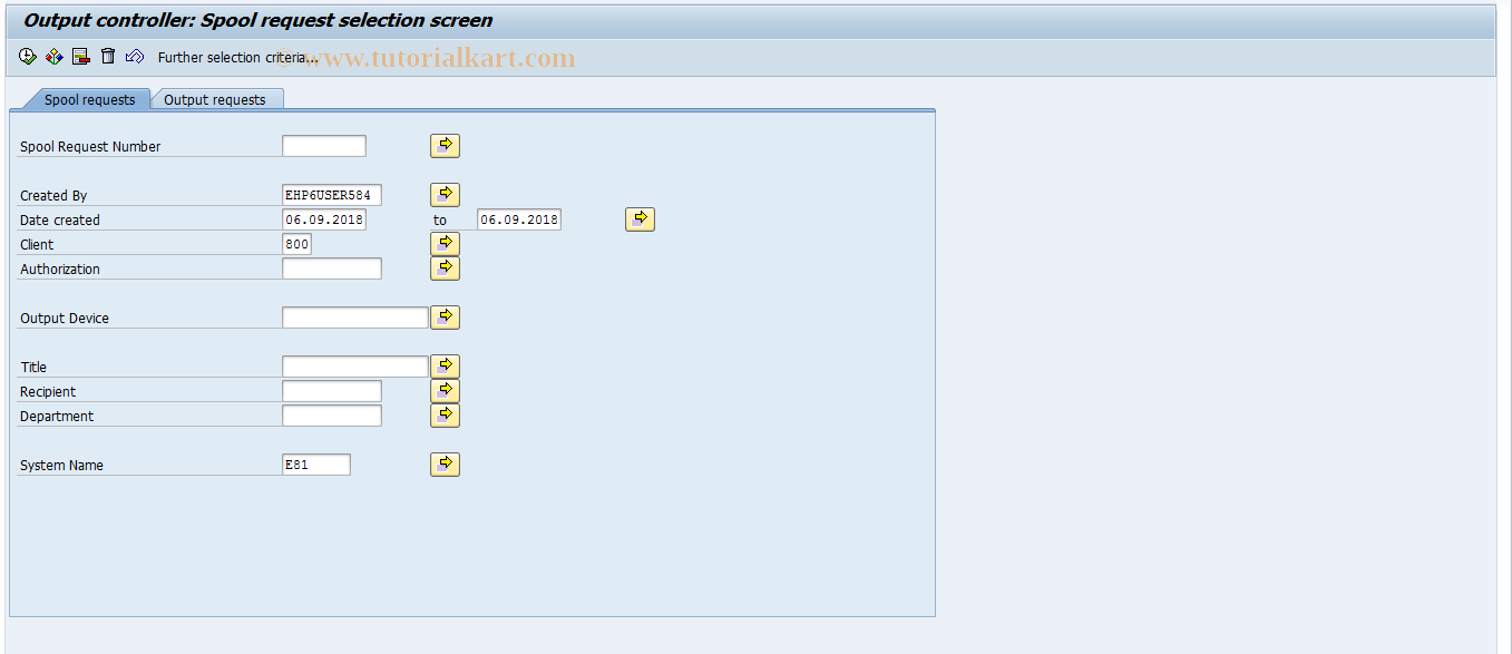 SP01 SAP Tcode Output Controller Transaction Code