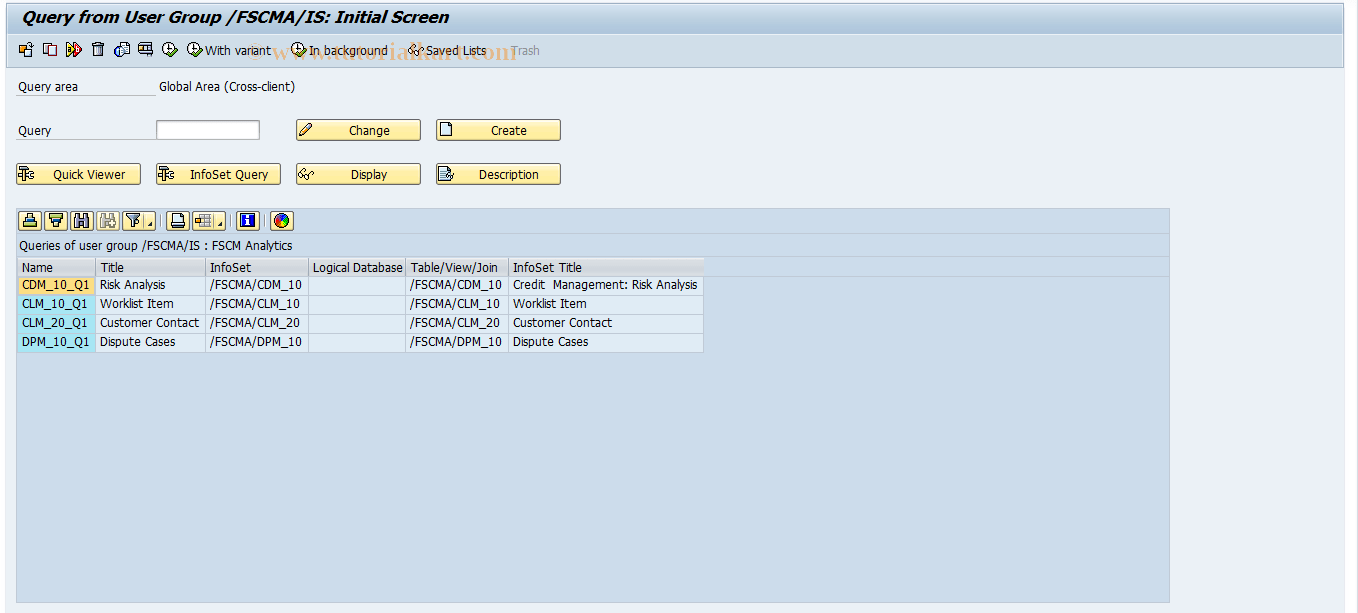 SQ00 SAP Tcode SAP Query Start queries