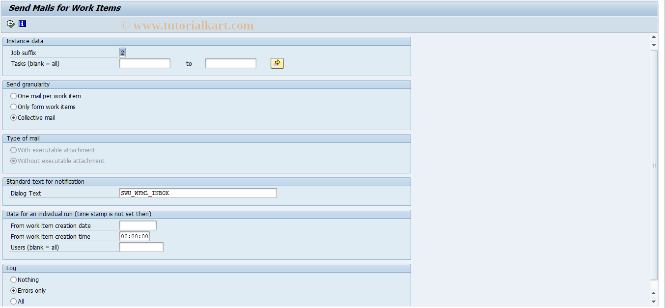 SWUV SAP Tcode Send EMail Notifications Transaction Code