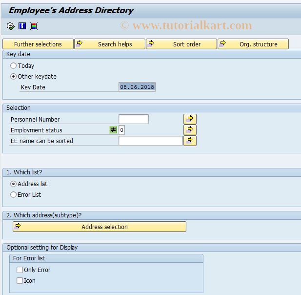 S_AHR_61015472 SAP Tcode address_list_of _employee Transaction Code