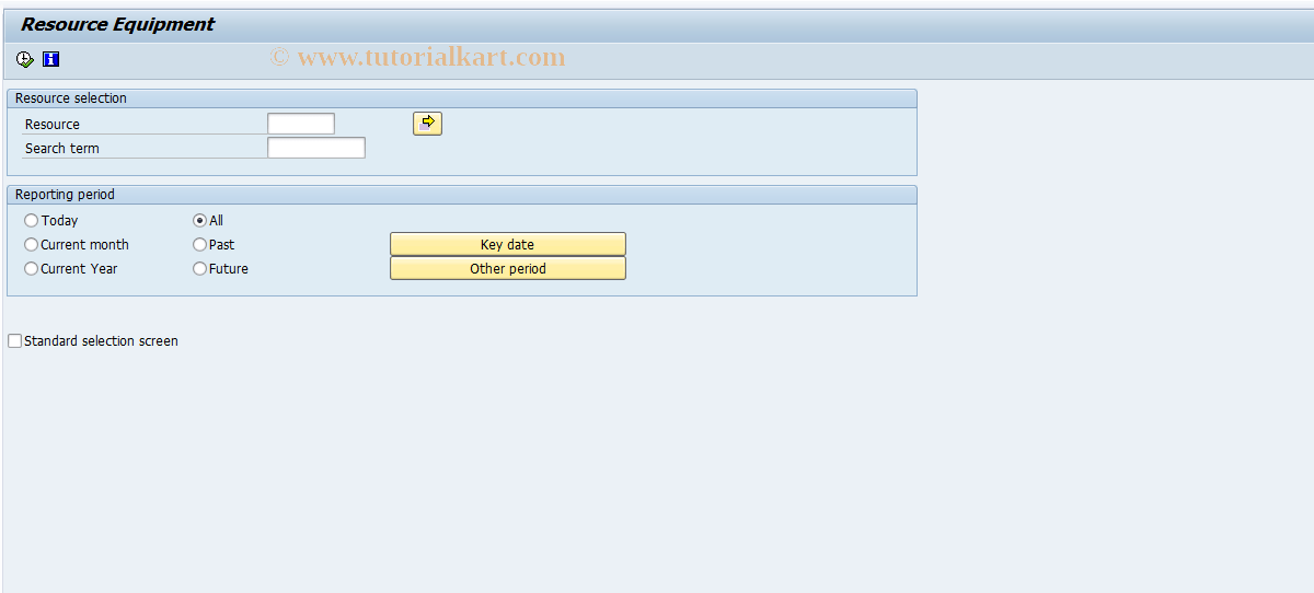 S_AHR_61016224 SAP Tcode Resource Equipment Transaction Code