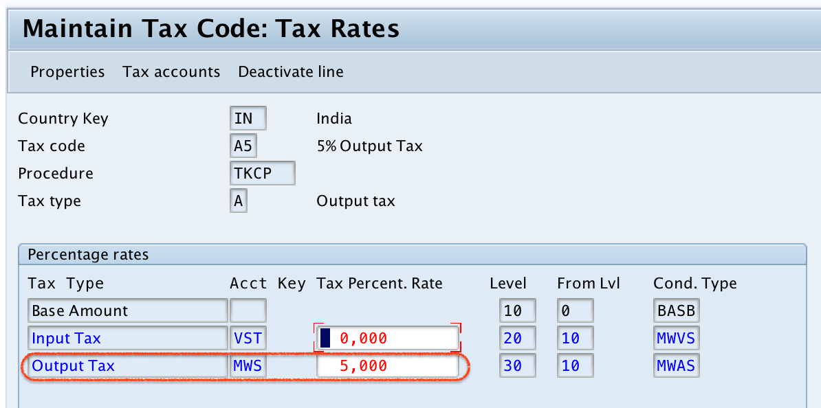 Define Tax codes for Sales and Purchases in SAP