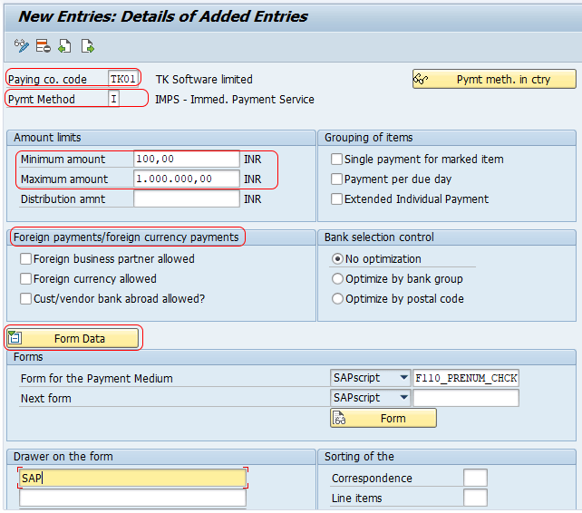 Automatic Payment Program Run in SAP FI Customize Payment Program