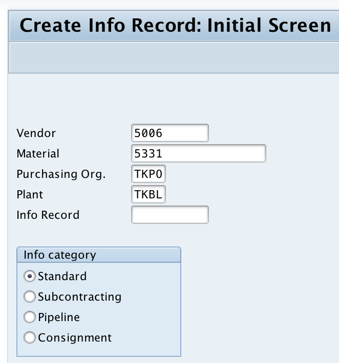 SAP MM How to Create Purchase Info Record