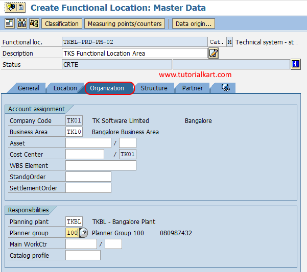 SAP PM Create Functional Location in SAP TutorialKart
