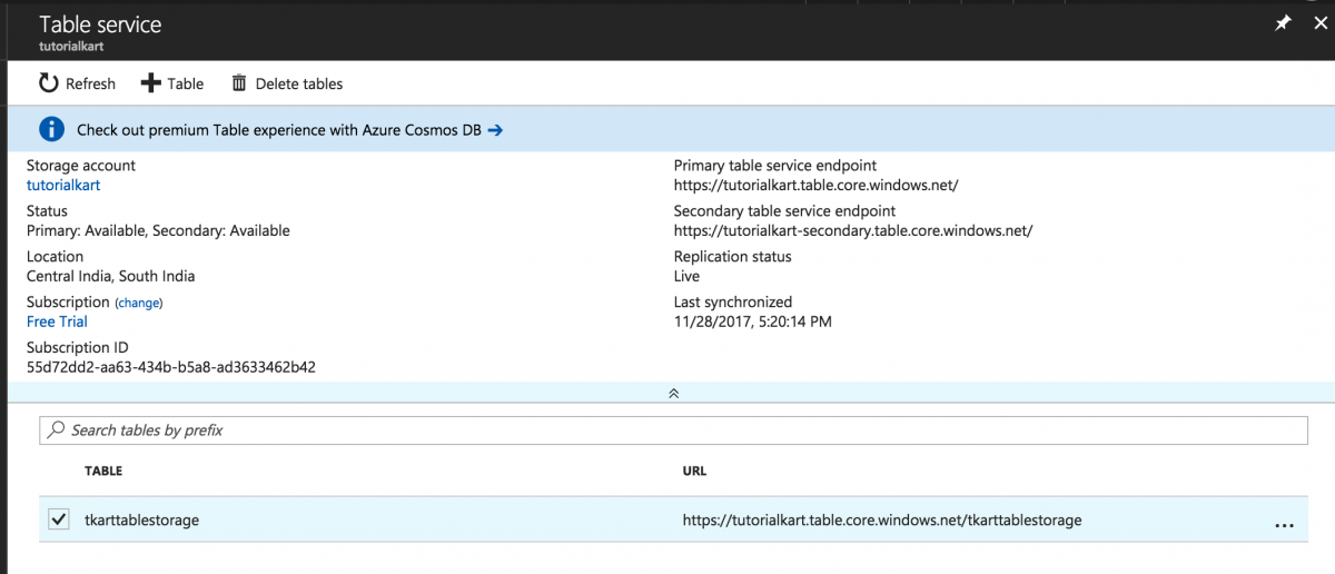 What is Azure Table Storage ? How to create table storage