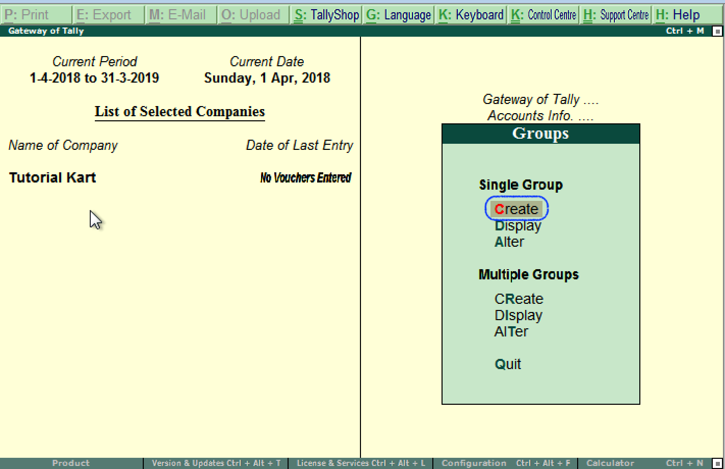 How to Create Group in Tally and How to Alter & Display TutorialKart