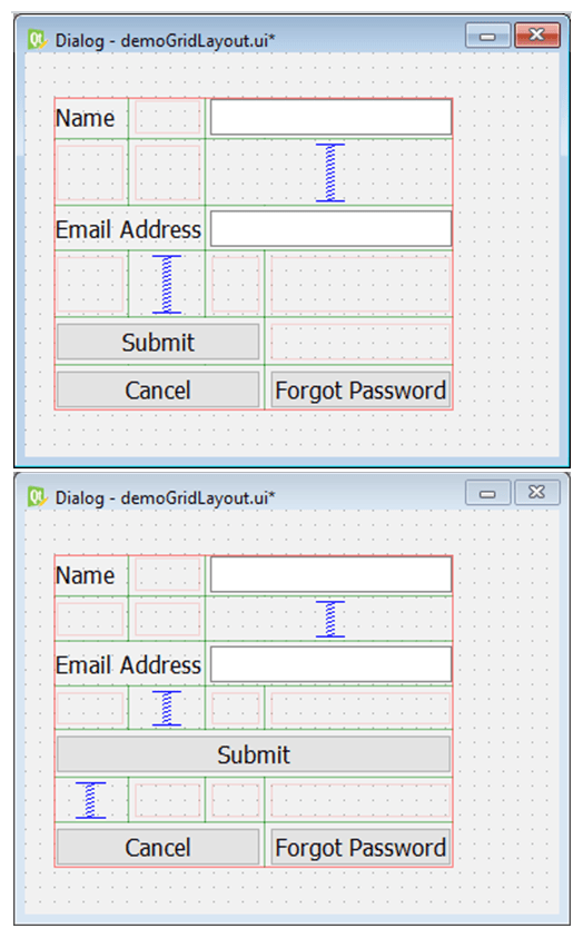 How to create Grid and Form Layouts in Qt5 Python